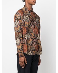 Chemise à manches longues à fleurs noire Etro