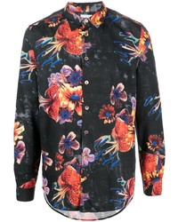 Chemise à manches longues à fleurs noire PS Paul Smith