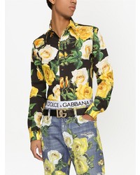 Chemise à manches longues à fleurs noire Dolce & Gabbana