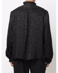 Chemise à manches longues à fleurs noire Saint Laurent