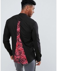 Chemise à manches longues à fleurs noire Siksilk