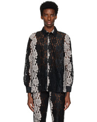 Chemise à manches longues à fleurs noire Soulland