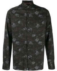 Chemise à manches longues à fleurs noire Tintoria Mattei