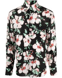 Chemise à manches longues à fleurs noire Tom Ford