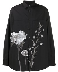 Chemise à manches longues à fleurs noire Valentino