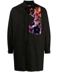 Chemise à manches longues à fleurs noire Yohji Yamamoto