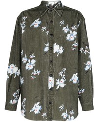 Chemise à manches longues à fleurs olive N°21