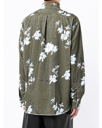 Chemise à manches longues à fleurs olive N°21