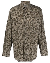 Chemise à manches longues à fleurs olive Tom Ford