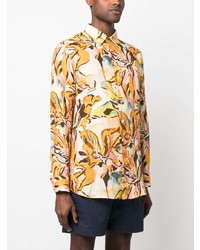 Chemise à manches longues à fleurs orange Etro