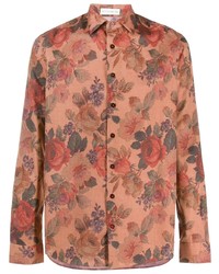 Chemise à manches longues à fleurs orange Etro