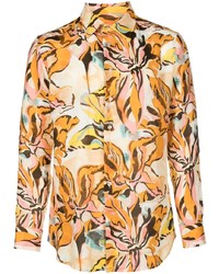 Chemise à manches longues à fleurs orange Etro