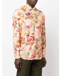 Chemise à manches longues à fleurs orange Etro