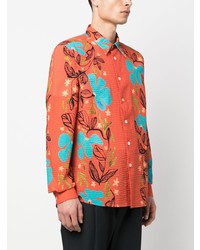 Chemise à manches longues à fleurs orange PS Paul Smith