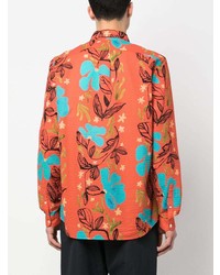 Chemise à manches longues à fleurs orange PS Paul Smith