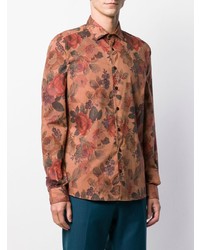 Chemise à manches longues à fleurs orange Etro