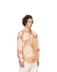 Chemise à manches longues à fleurs orange Jacquemus