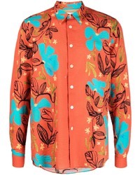 Chemise à manches longues à fleurs orange PS Paul Smith