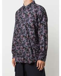 Chemise à manches longues à fleurs pourpre foncé Engineered Garments