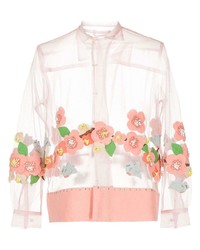 Chemise à manches longues à fleurs rose Bode