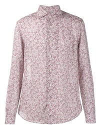 Chemise à manches longues à fleurs rose Corneliani