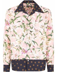 Chemise à manches longues à fleurs rose Dolce & Gabbana