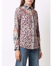 Chemise à manches longues à fleurs rose Etro