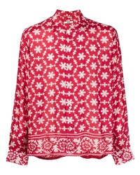 Chemise à manches longues à fleurs rouge Bode