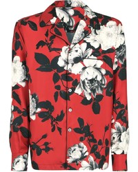 Chemise à manches longues à fleurs rouge Dolce & Gabbana