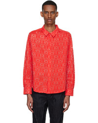 Chemise à manches longues à fleurs rouge Eckhaus Latta
