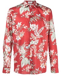 Chemise à manches longues à fleurs rouge Etro