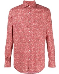 Chemise à manches longues à fleurs rouge Glanshirt