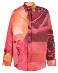 Chemise à manches longues à fleurs rouge Just Cavalli