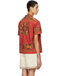 Chemise à manches longues à fleurs rouge Bode