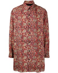 Chemise à manches longues à fleurs rouge Yohji Yamamoto