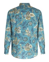 Chemise à manches longues à fleurs turquoise Etro