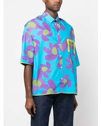 Chemise à manches longues à fleurs turquoise Jacquemus