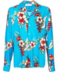 Chemise à manches longues à fleurs turquoise Rhude