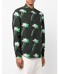 Chemise à manches longues à fleurs vert foncé Paul Smith