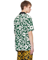 Chemise à manches longues à fleurs vert foncé Marni