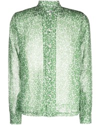 Chemise à manches longues à fleurs vert menthe Bode