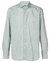 Chemise à manches longues à fleurs vert menthe Corneliani