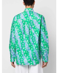 Chemise à manches longues à fleurs vert menthe Marni