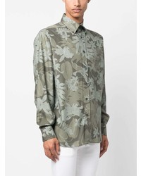 Chemise à manches longues à fleurs vert menthe Tom Ford