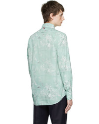 Chemise à manches longues à fleurs vert menthe Thom Browne