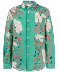 Chemise à manches longues à fleurs vert menthe PS Paul Smith