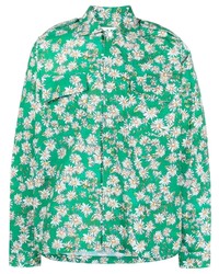 Chemise à manches longues à fleurs vert menthe Rhude