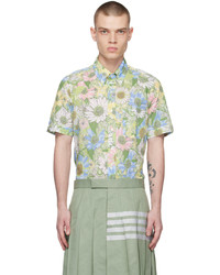 Chemise à manches longues à fleurs vert menthe Thom Browne
