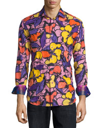 Chemise à manches longues à fleurs violette