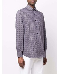 Chemise à manches longues à fleurs violette Mazzarelli